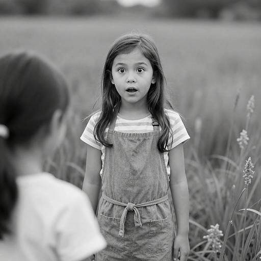 Surprised Girl in Tall Grass Scene