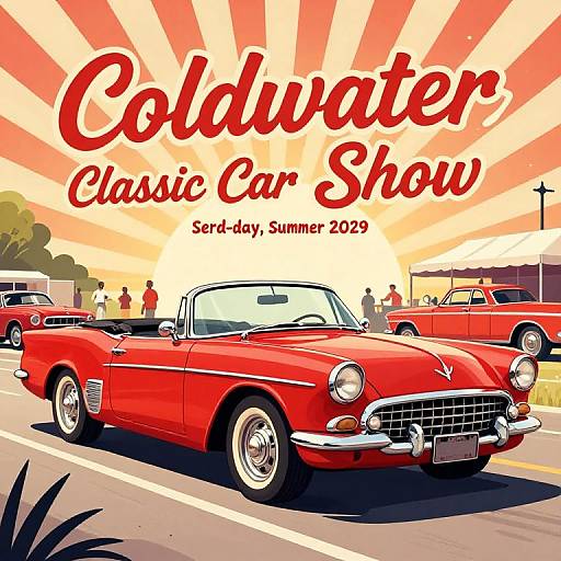 Vibrant Retro Convertible Car Show Poster