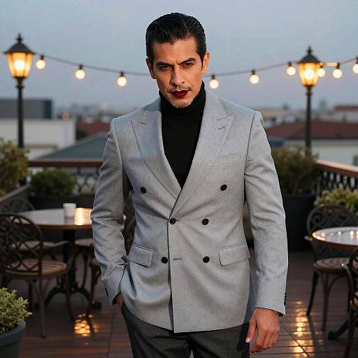 Elegant Latino Man in Rooftop Garden