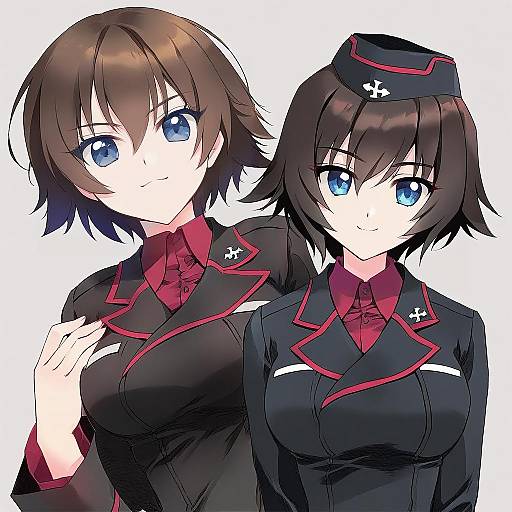 Illustration of Hida ema, girls und panzer in the style of Carnelian