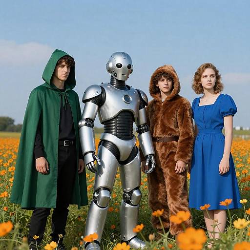 Colorful Group Portrait in Flower Field