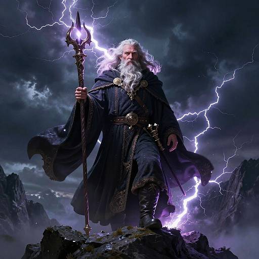 Wise Wizard on Stormy Mountain Peak
