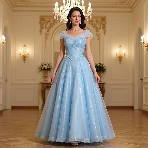 Sparkly Blue Dress with Chandelier