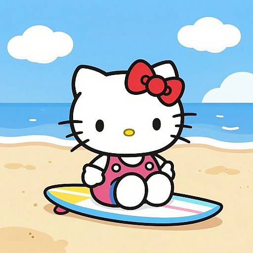 Hello Kitty Surfing Beach Scene