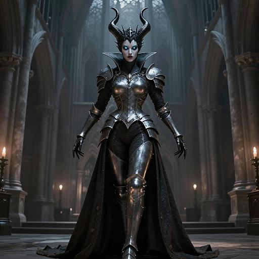 Gothic Horned Queen in Cathedral Portrait