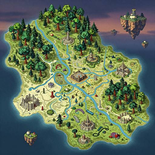 Intricate Fantasy Map of Mystical Realm