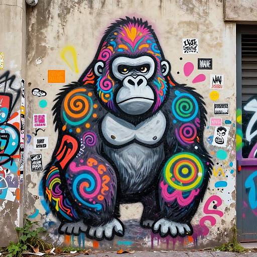 Whimsical Psychedelic Gorilla Graffiti