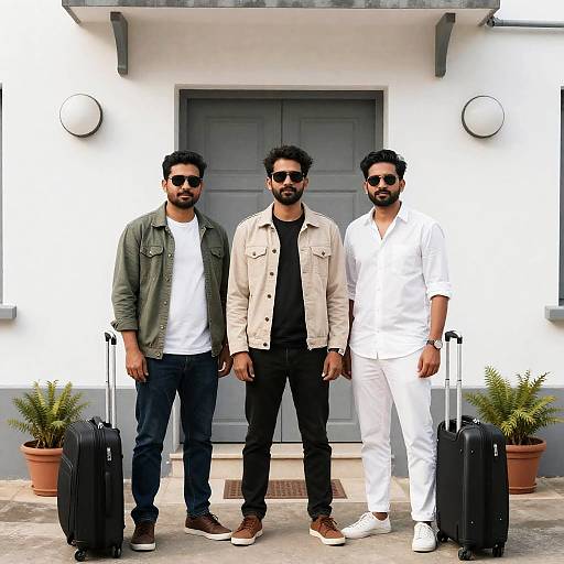 Casual Portrait in Front of White Building