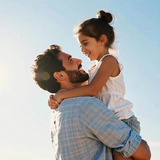 Warm Sunlit Moment: Dad and Daughter