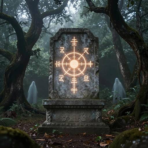 Mysterious Ouija Board on Ancient Altar
