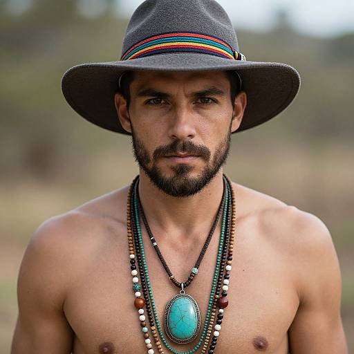 Bohemian Man with Turquoise Pendant