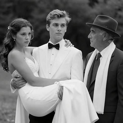 Dramatic Black-and-White Portrait Scene