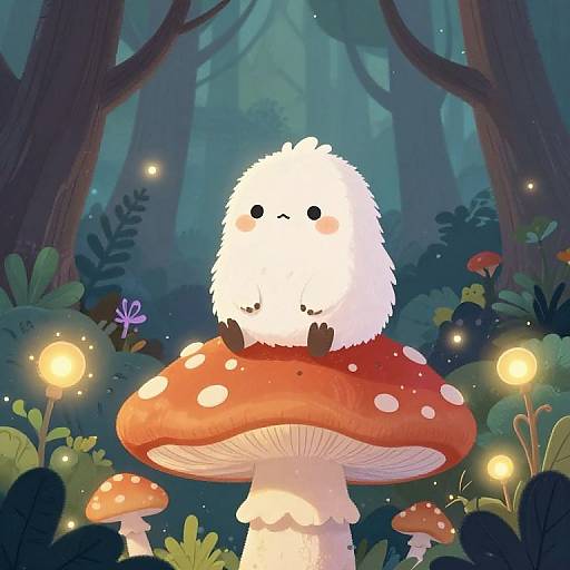 Fantasy Creature on Giant Mushroom