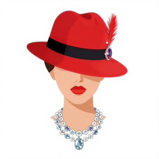 Vector Woman with Red Fedora Hat
