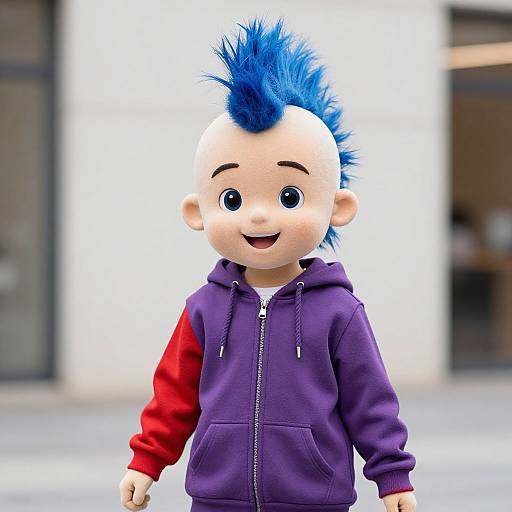 Purple Rainbow Friend Costume with Mohawk