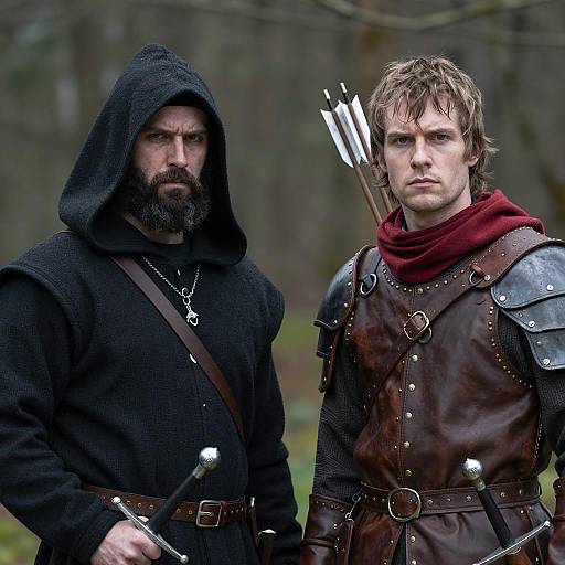 Medieval Duo in Forest Setting