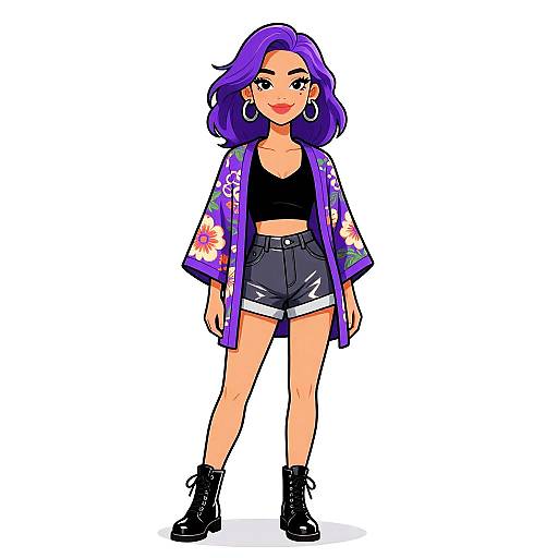 Smiling Woman in Eclectic Streetwear