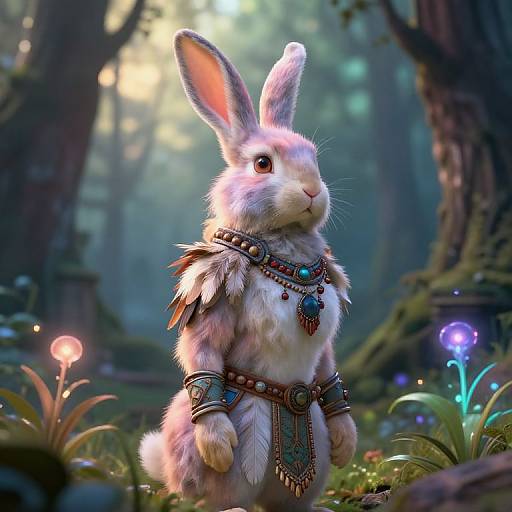 Mystical Rabbitfolk Warrior at Dawn