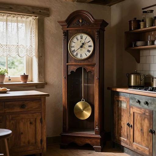Rustic French Comtoise Clock Scene