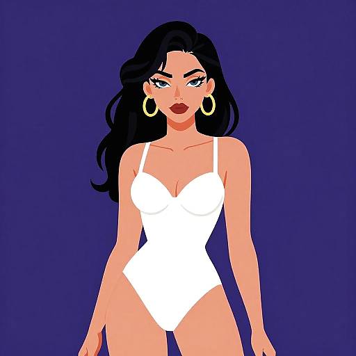 Erotic Cartoon Woman, Neoclassical Vaporwave