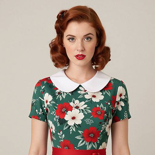 1940s Vintage Floral Dress Portrait