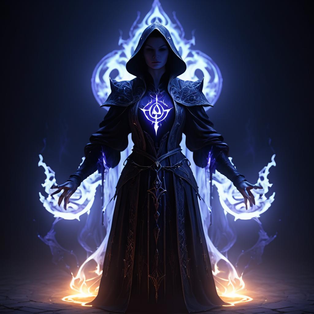 Cinematic Shadow Mage with Necrotic Energy