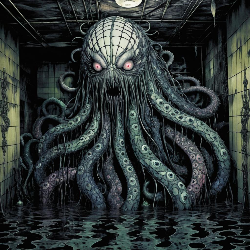 Nightmarish Creature in a Flooded Basement