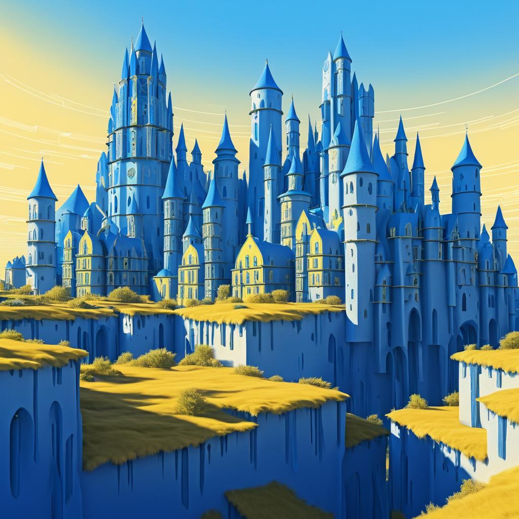 Enchanted Druid City Under Yellow Sky