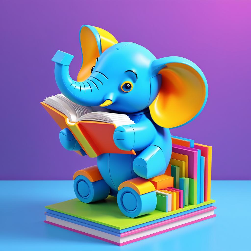 Vibrant 3D Toy Elephant Reading Book