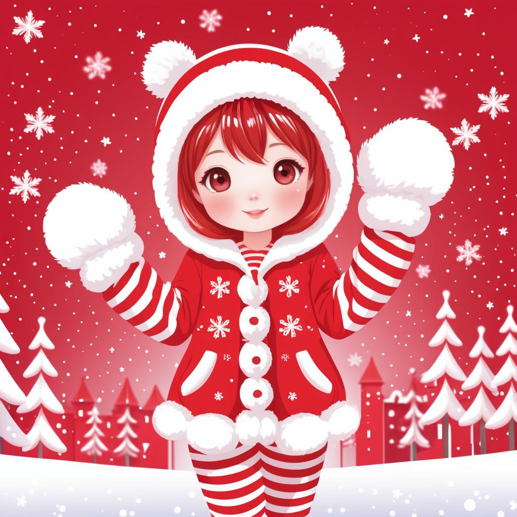 Kawaii Winter Girl in Cozy Pajamas