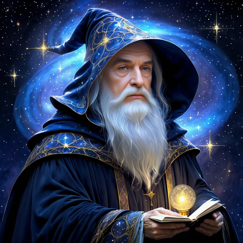 Elegant Fantasy Portrait of a Wise Wizard