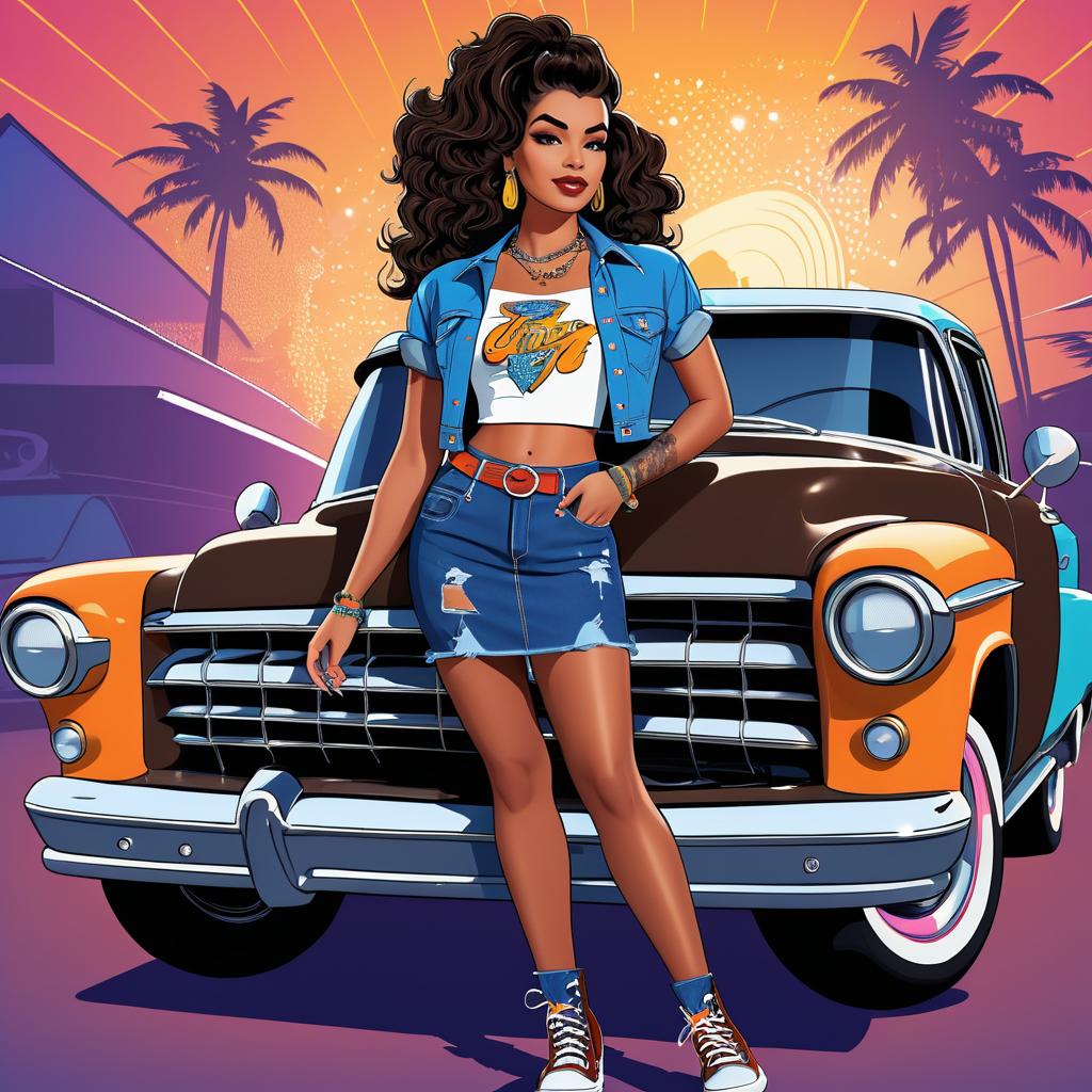 Stylish Pin-Up Girl with Vintage Truck