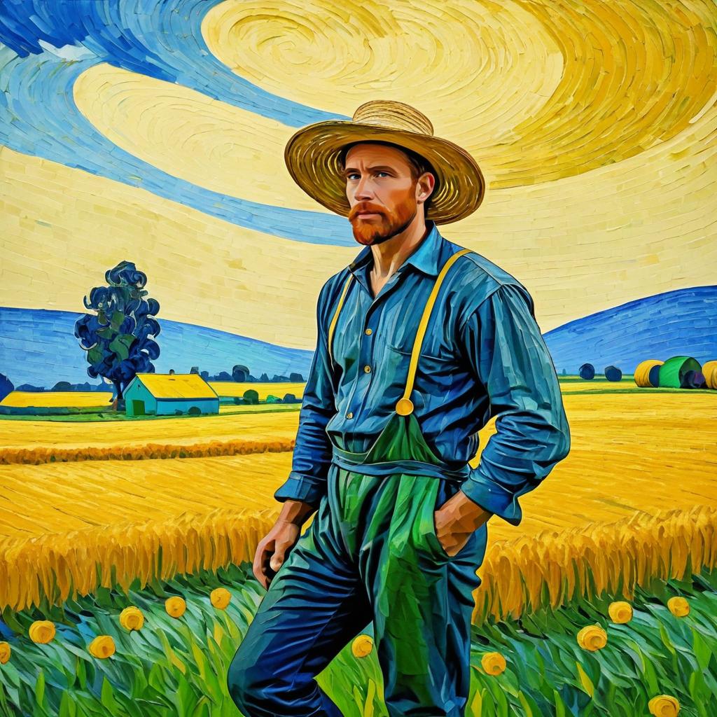 Van Gogh Inspired Farmer in a Field