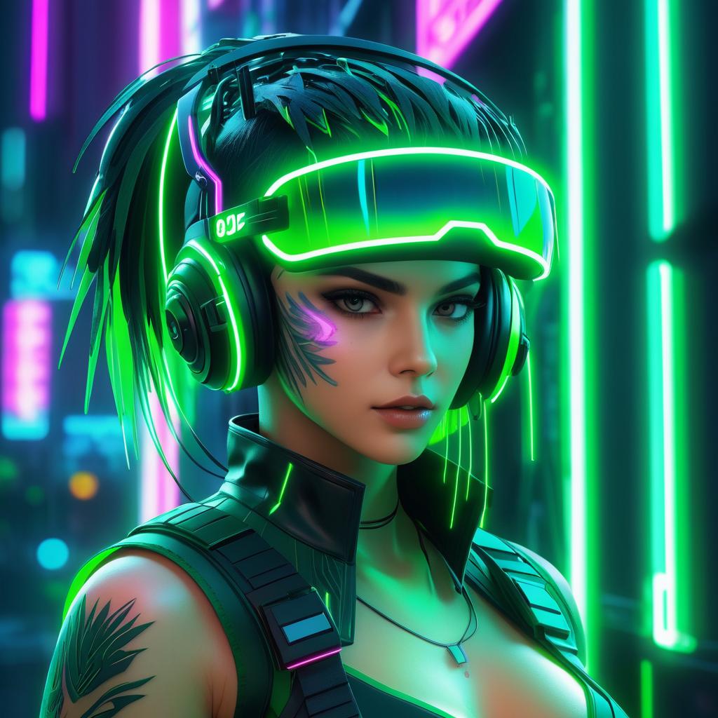 Vibrant Cyberpunk Character Illustration