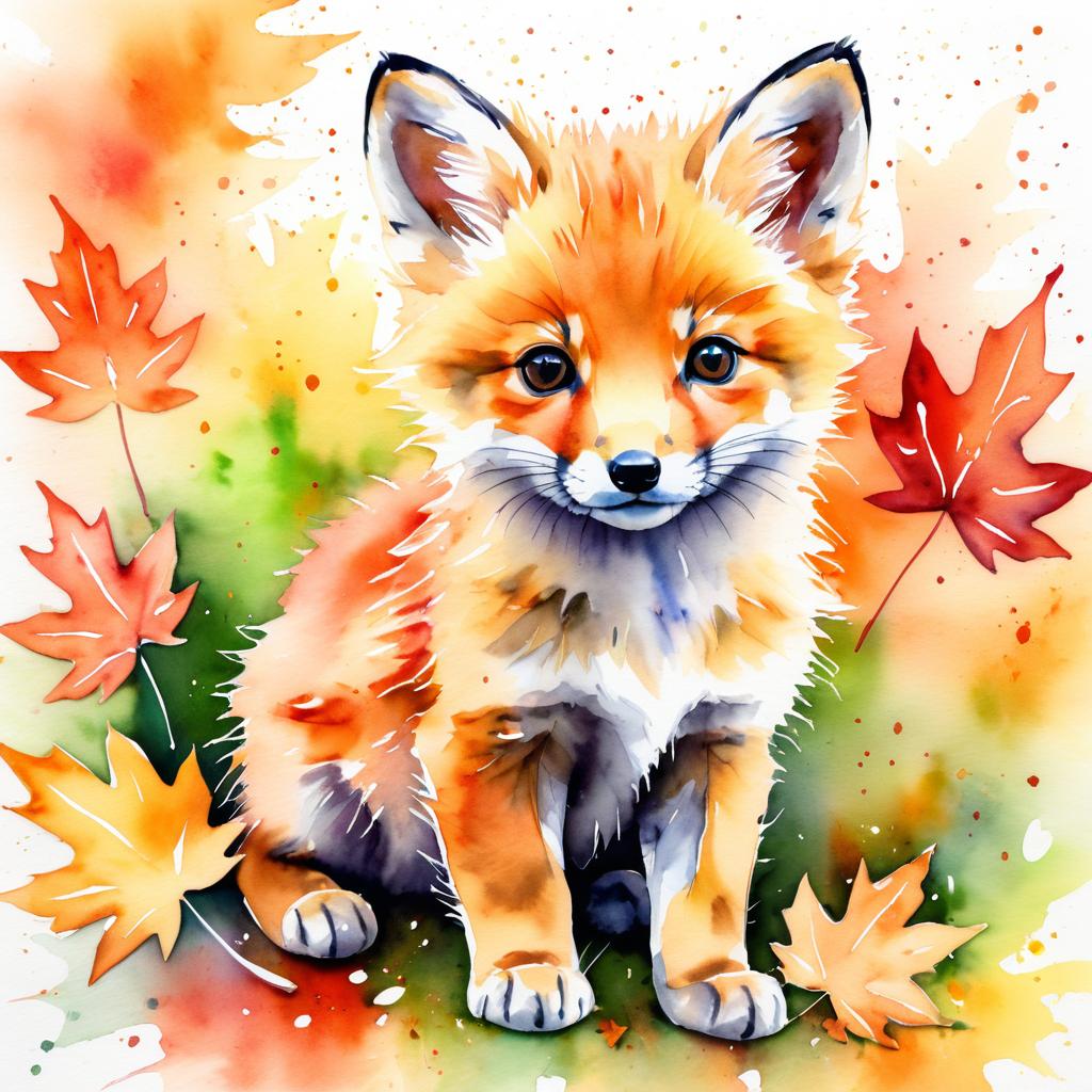 Vibrant Watercolor Baby Fox Kit