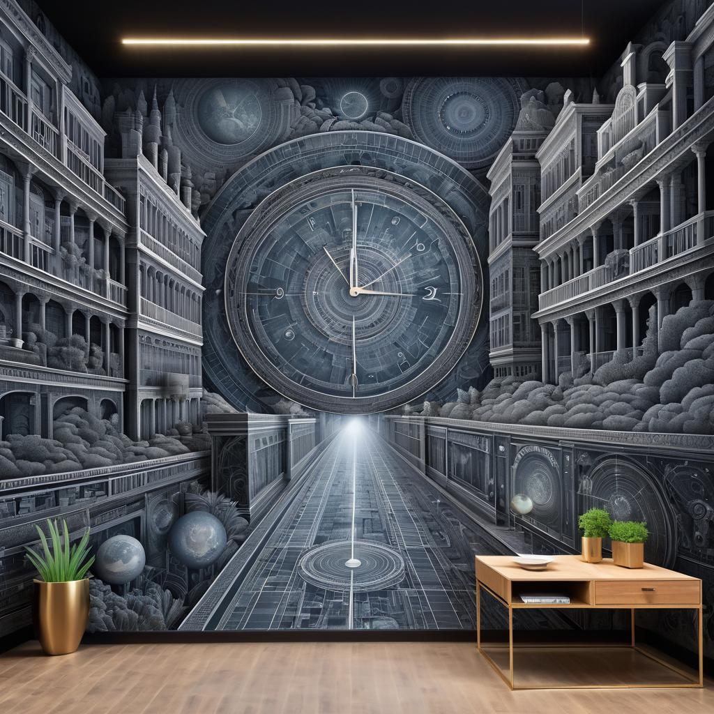 Intricate Time Traveler Wall Mural Art