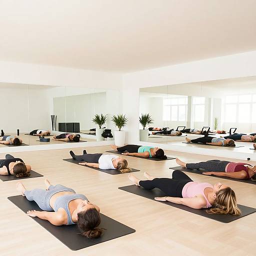 Diverse Group Pilates Session Indoors