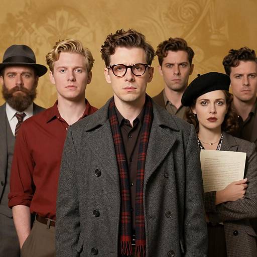 1930s Group Portrait with Intense Expressions