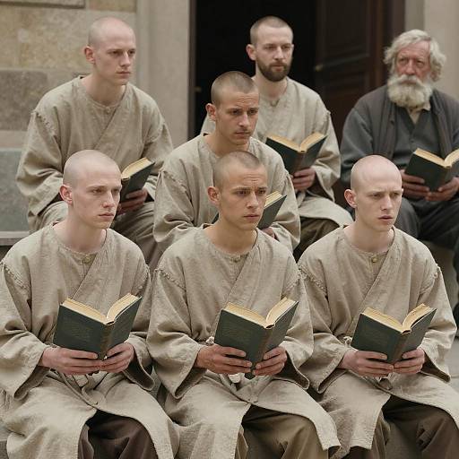 Bald Boys in Robes: Outdoor Scene