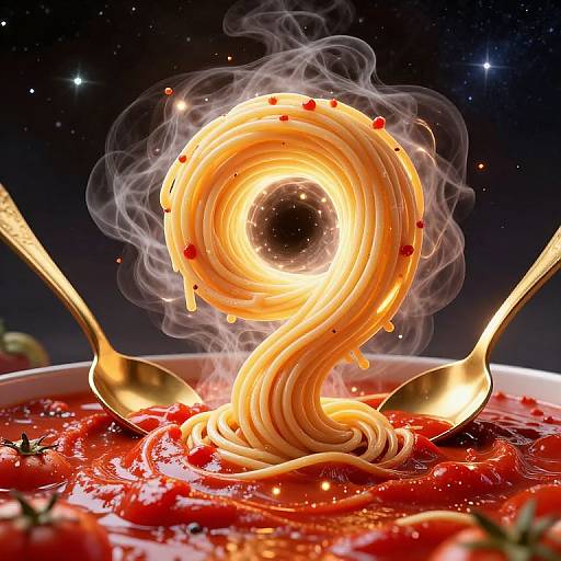 Surreal Cosmic Spaghetti Vortex Scene