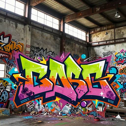 Industrial Loft with Graffiti Backdrop