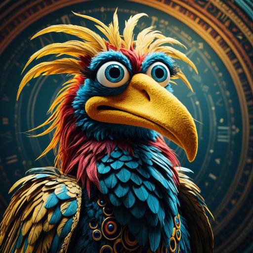 Realistic Phoenix Muppet with Psychedelic Details Realistic Phoenix Muppet with Psychedelic Details