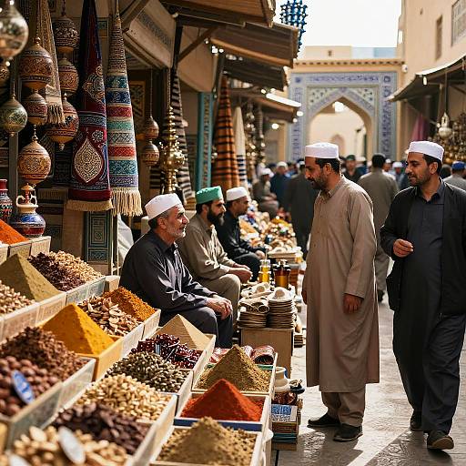 Vibrant Iranian Bazaar Morning Scene