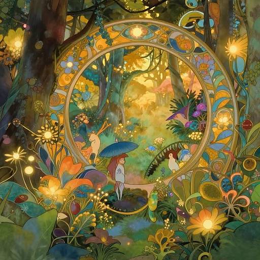 Art Nouveau Meets Studio Ghibli Forest