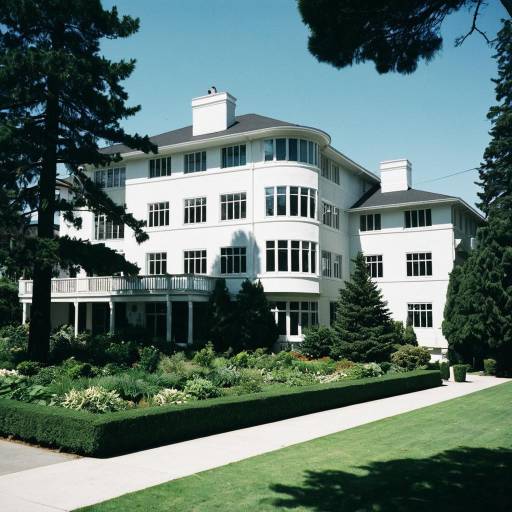 Modern White Residential Building with Garden