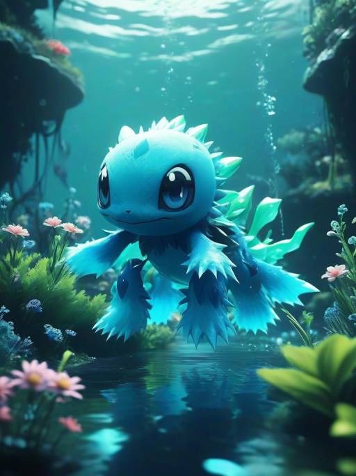 Blue Aquatic Fantasy Creature Underwater