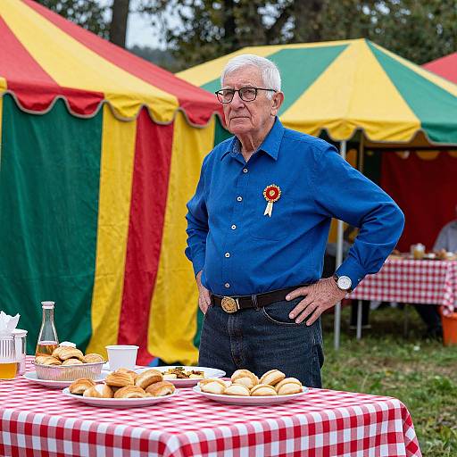 Elderly Man at Festive Village Fair