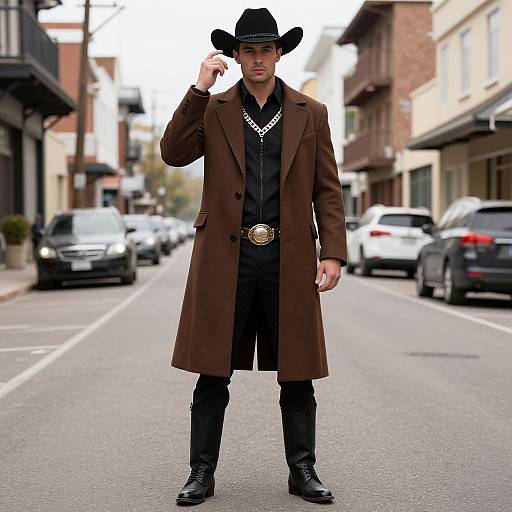 Cowboy Man in Street Outfit