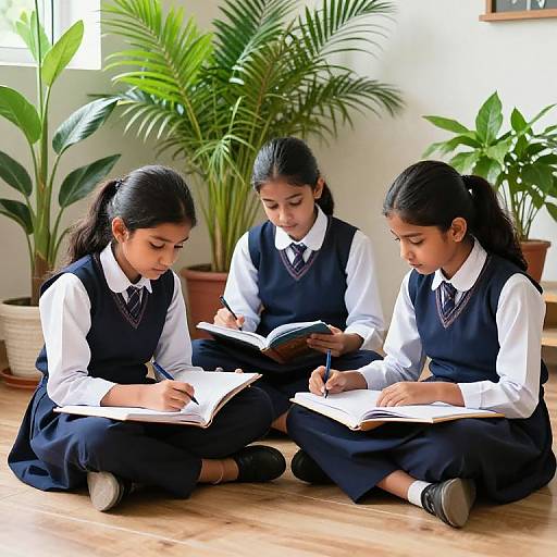 Pakistani Girls Studying Peacefully Indoors