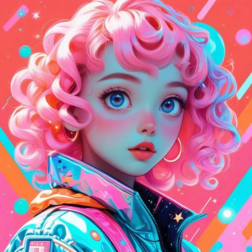 Vibrant Anime Girl with Sci-Fi Flair